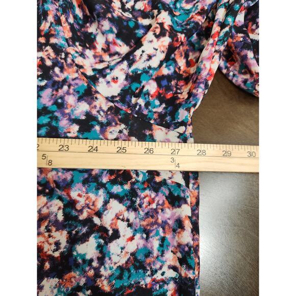 Boutique Women's Multicolor Printed Puff‎ Sleeve High Low V-Neck Blouse Size 2X - Picture 5 of 6